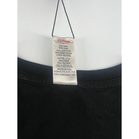 Ed Hardy Shirt Womens Medium Black Pullover Short Sleeve Y2k Vtg Alternative - Picture 4 of 7